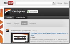 DevExpress YouTube channel